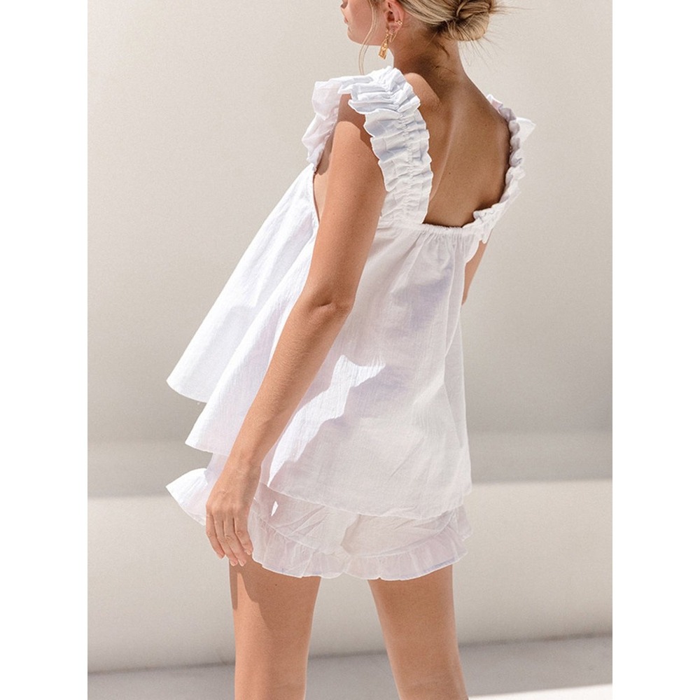 Commense White Ruffle Jumpsuit - Picture 3 of 5